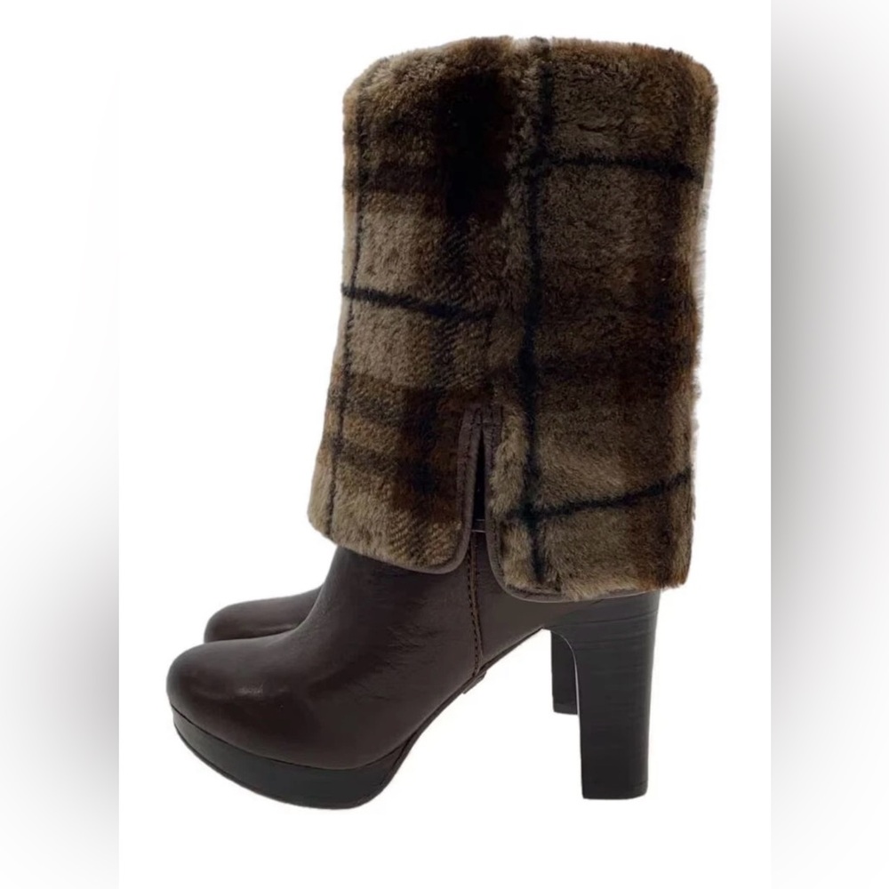 UGG Plaid Shearling Fold Over Boots